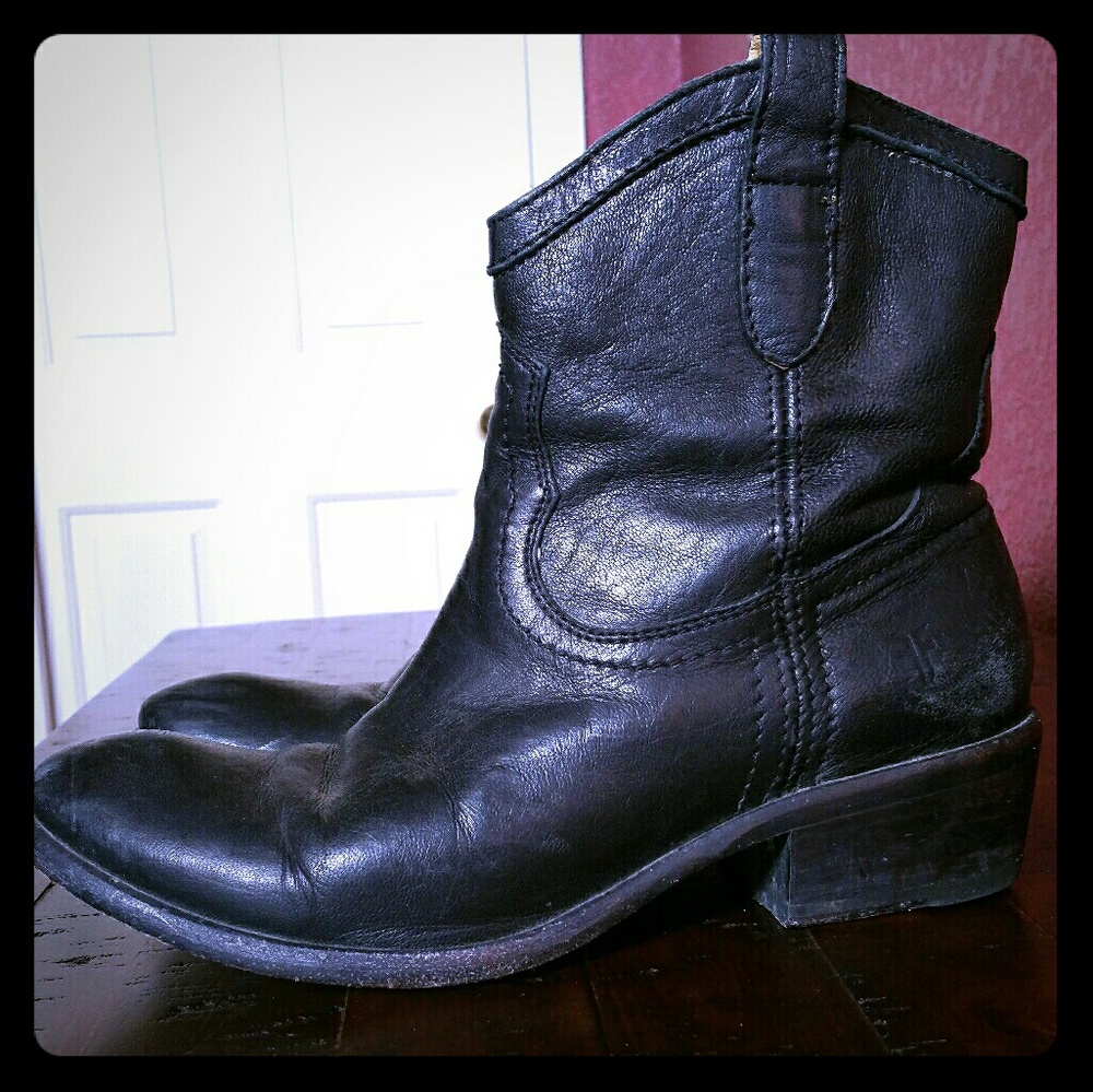 Frye Black Leather Booties